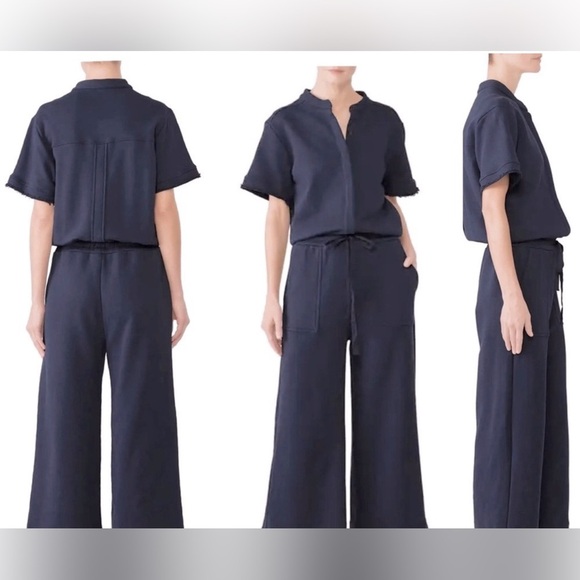 KINLY Navy Terry Utility Lounge Jumpsuit Size XS - Picture 1 of 5
